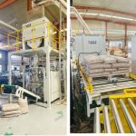 Pelet kayu 15KG dengan berat pengisian mengantongi Garis paletisasi siap dikirim