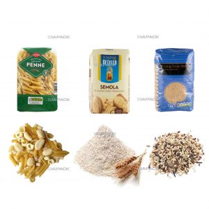 Kantong bawah datar otomatis membentuk kemasan pelabelan pengisian untuk biji-bijian